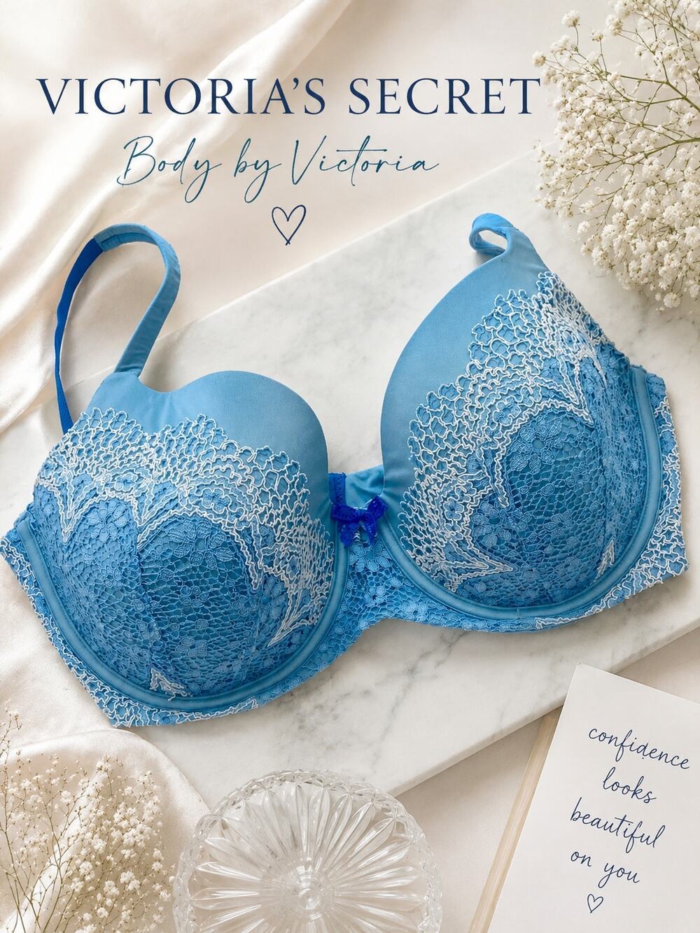 Victoria's Secret Body by Victoria 38DD Blue Lace Demi Bra